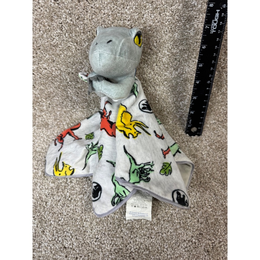 Jurassic World Blue Velociraptor Dinosaur Baby Security Blanket Lovey NoJo Grey
